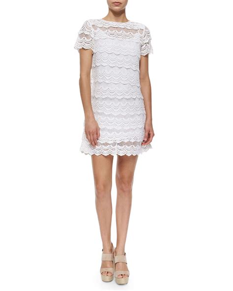 short sleeve lace dress michael kors|Michael Kors georgette dress.